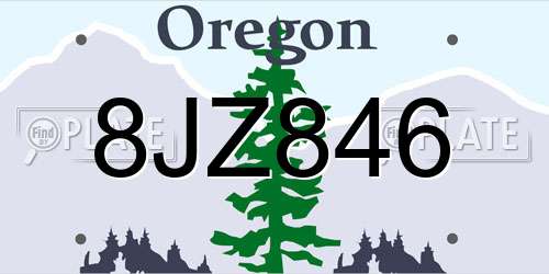 8JZ846 Oregon License Plate