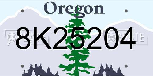 8K25204 Oregon License Plate