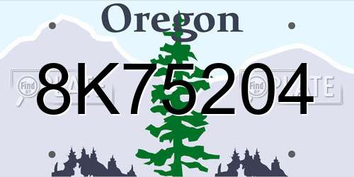8K75204 Oregon License Plate