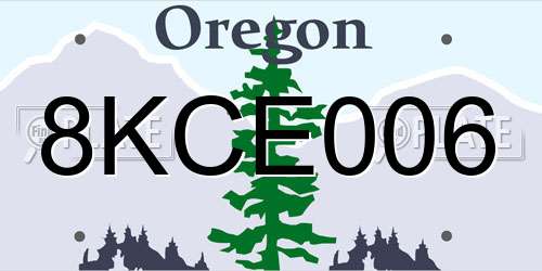 8KCE006 Oregon License Plate
