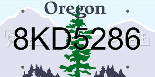 8KD5286 Oregon License Plate