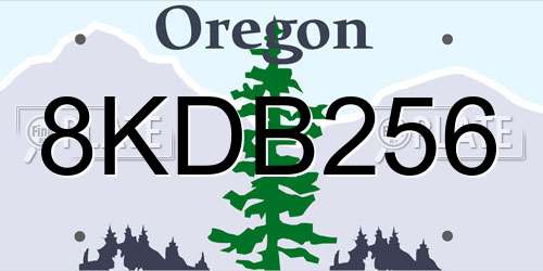 8KDB256 Oregon License Plate