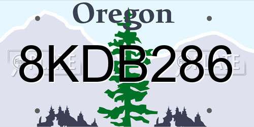 8KDB286 Oregon License Plate
