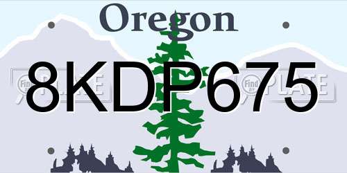 8KDP675 Oregon License Plate