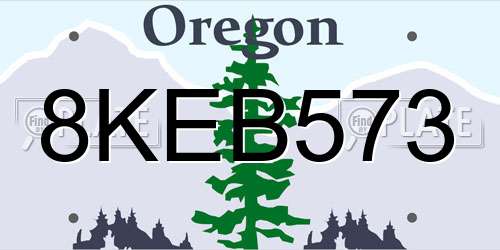 8KEB573 Oregon License Plate
