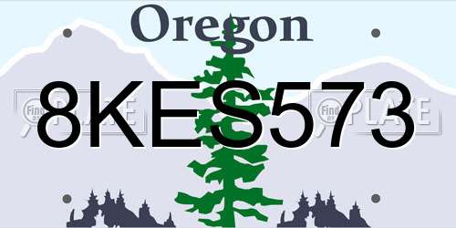 8KES573 Oregon License Plate