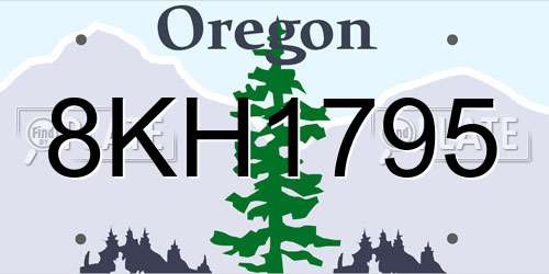 8KH1795 Oregon License Plate
