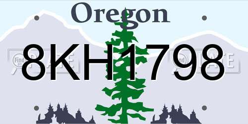 8KH1798 Oregon License Plate