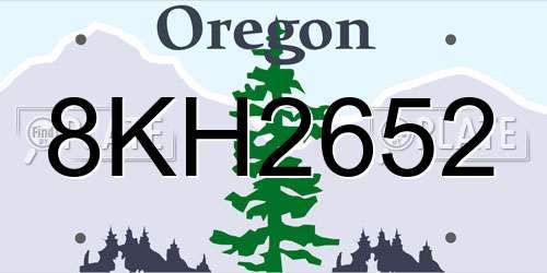 8KH2652 Oregon License Plate