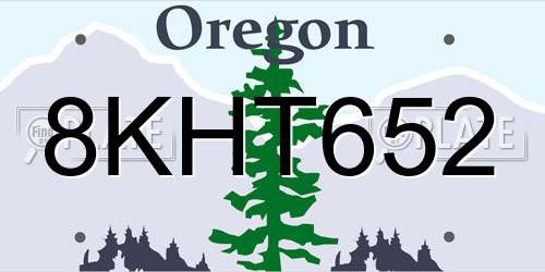8KHT652 Oregon License Plate