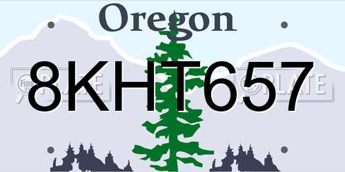 8KHT657 Oregon License Plate