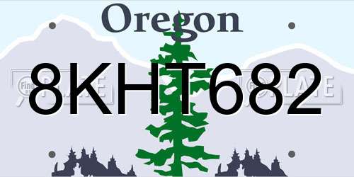 8KHT682 Oregon License Plate