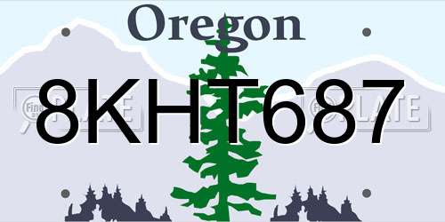 8KHT687 Oregon License Plate