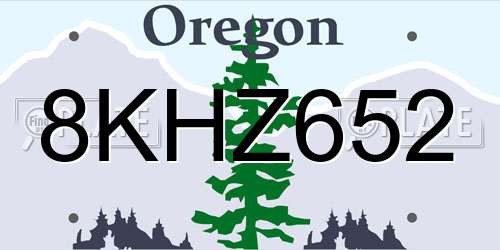 8KHZ652 Oregon License Plate