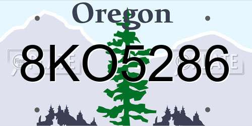 8KO5286 Oregon License Plate