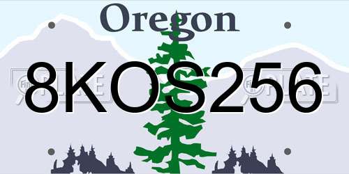 8KOS256 Oregon License Plate
