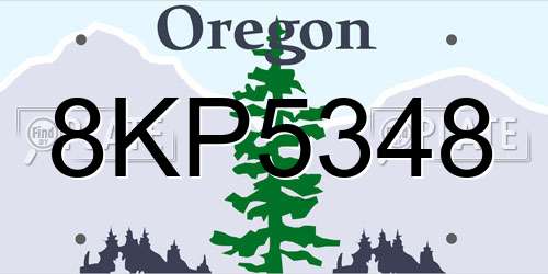 8KP5348 Oregon License Plate