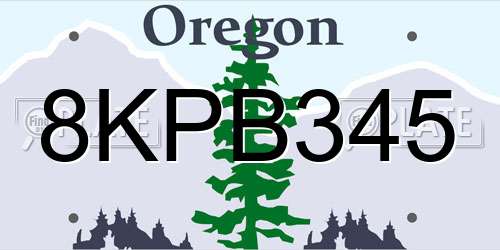8KPB345 Oregon License Plate