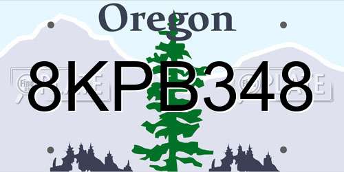 8KPB348 Oregon License Plate