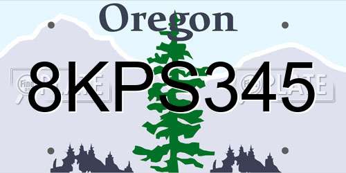 8KPS345 Oregon License Plate