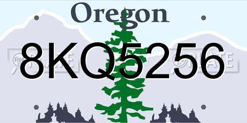 8KQ5256 Oregon License Plate