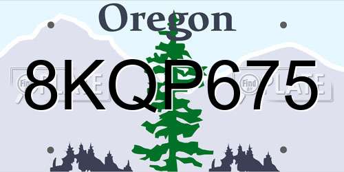 8KQP675 Oregon License Plate