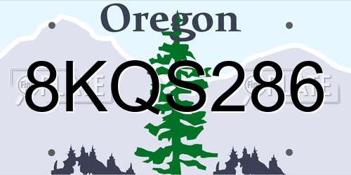 8KQS286 Oregon License Plate