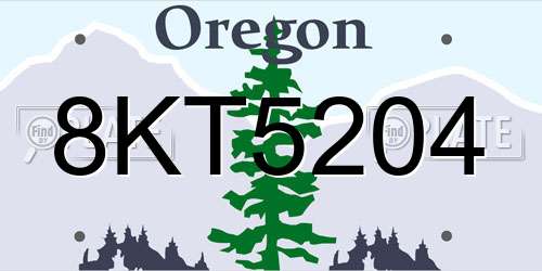 8KT5204 Oregon License Plate