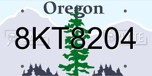 8KT8204 Oregon License Plate