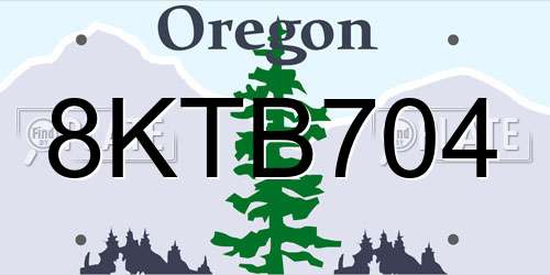 8KTB704 Oregon License Plate