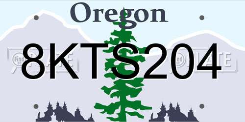8KTS204 Oregon License Plate