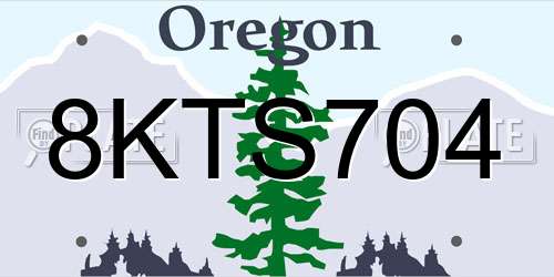 8KTS704 Oregon License Plate