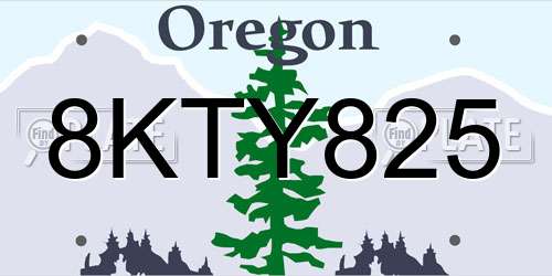 8KTY825 Oregon License Plate