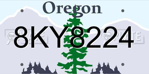 8KY8224 Oregon License Plate