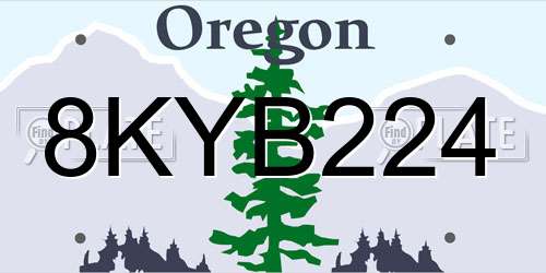 8KYB224 Oregon License Plate