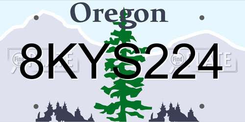 8KYS224 Oregon License Plate
