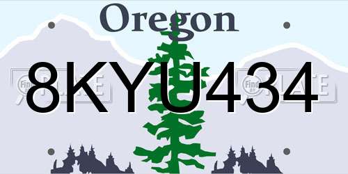 8KYU434 Oregon License Plate