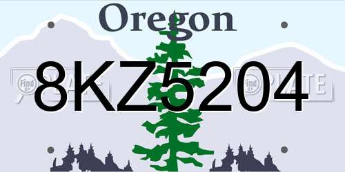 8KZ5204 Oregon License Plate