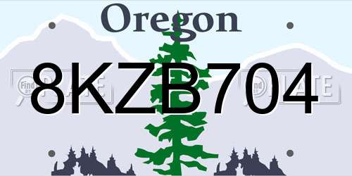 8KZB704 Oregon License Plate