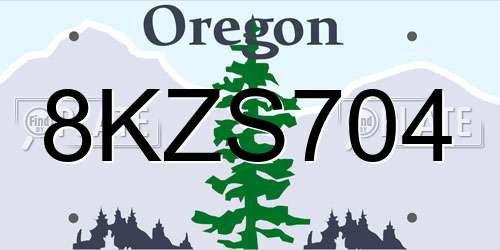 8KZS704 Oregon License Plate