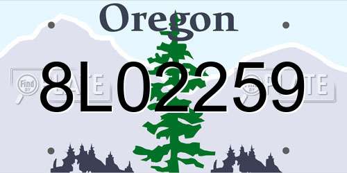 8L02259 Oregon License Plate