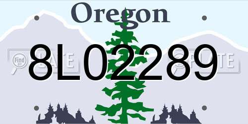 8L02289 Oregon License Plate