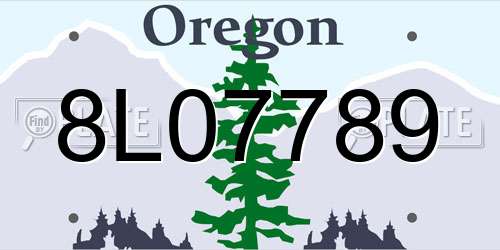8L07789 Oregon License Plate