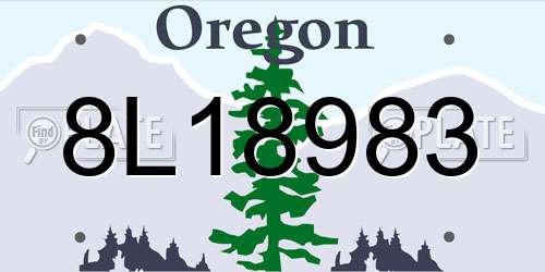 8L18983 Oregon License Plate