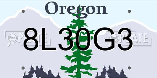 8L30G3 Oregon License Plate