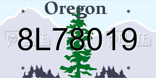 8L78019 Oregon License Plate