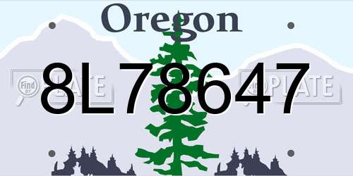 8L78647 Oregon License Plate