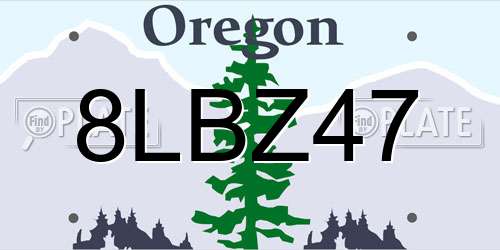 8LBZ47 Oregon License Plate