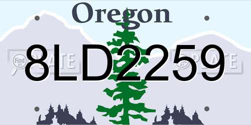 8LD2259 Oregon License Plate
