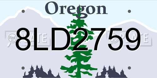 8LD2759 Oregon License Plate
